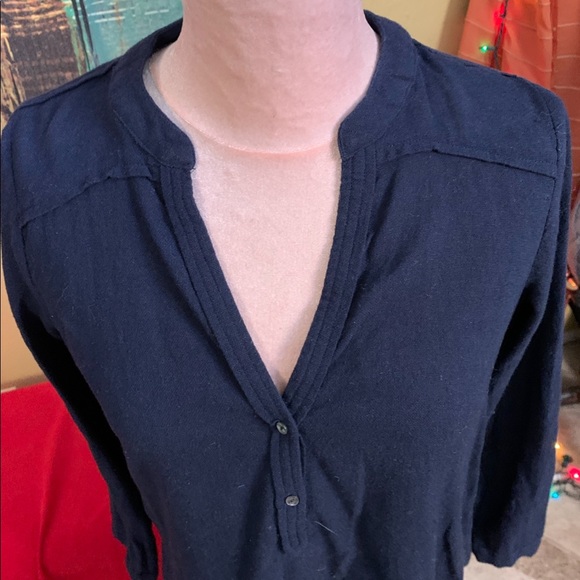 🔵 Calypso St. Barth 100% cotton tunic top Navy Blue, fringe hem S/M - Picture 4 of 12